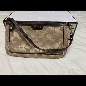 Coach Brown and Tan Wristlet Purse